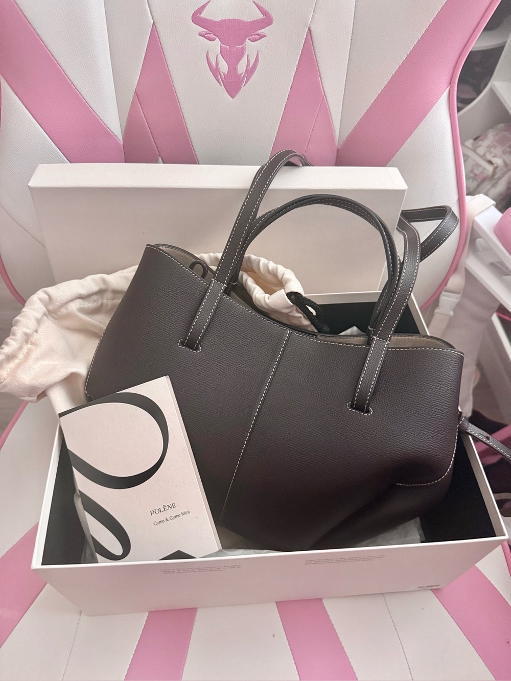 Polene mini cyme tote bag ebony